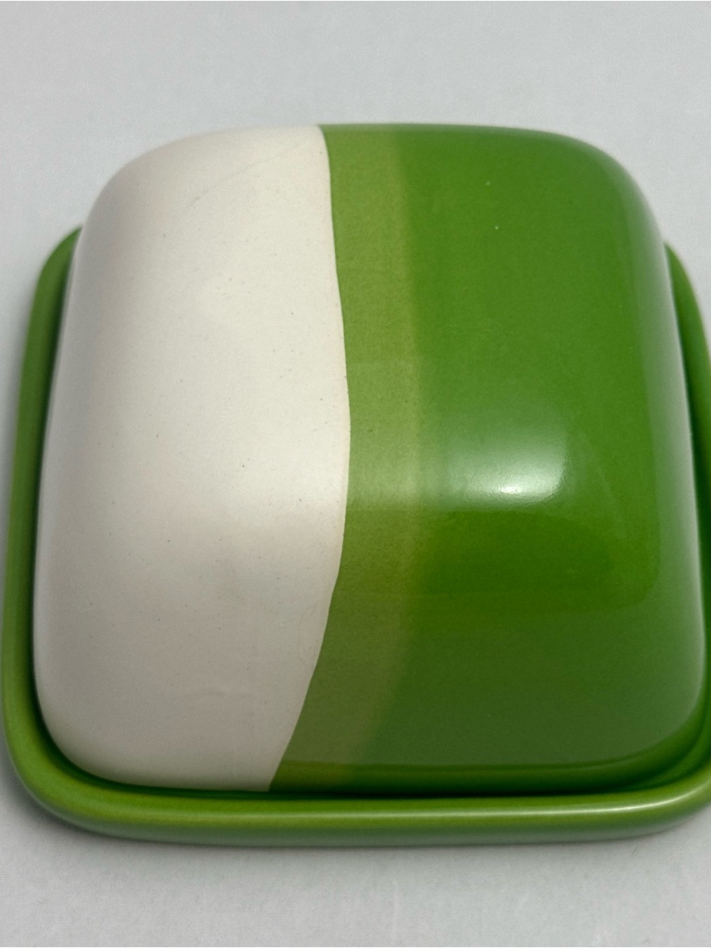 Threshold Green and White Ceramic Butter Dish